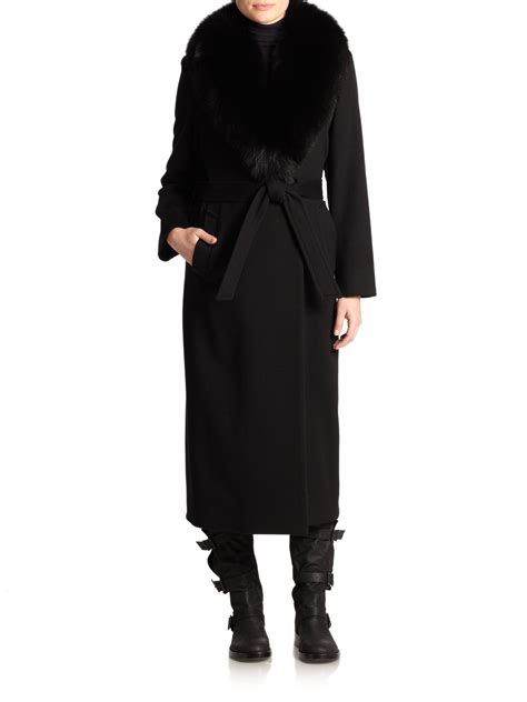 fox fur collar wool coat